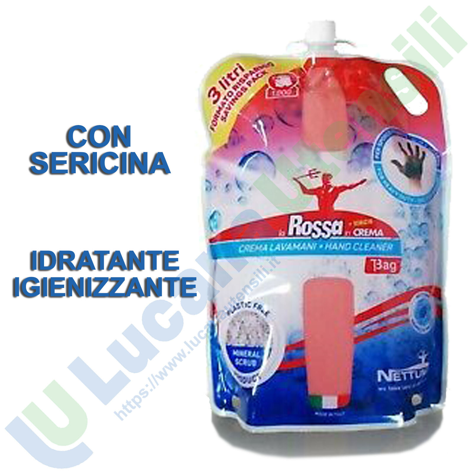 Crema Pasta Lavamani 3000ml Fluida Liquida NETTUNO T-BAG Sgrassante Detergente