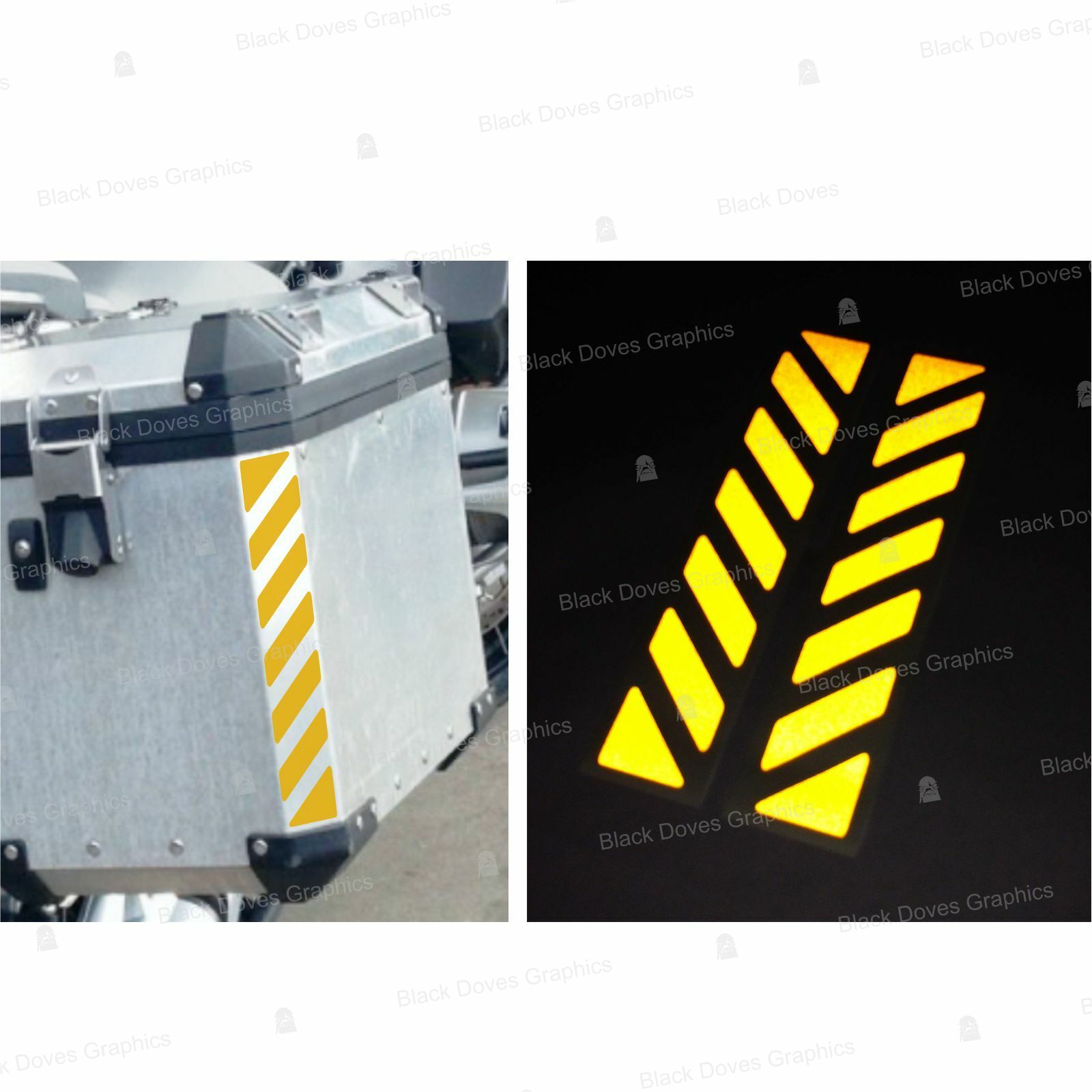2 Rifrangenti Strisce Adesivi Giallo compatibili con TOURATECH Valigie LATERALI