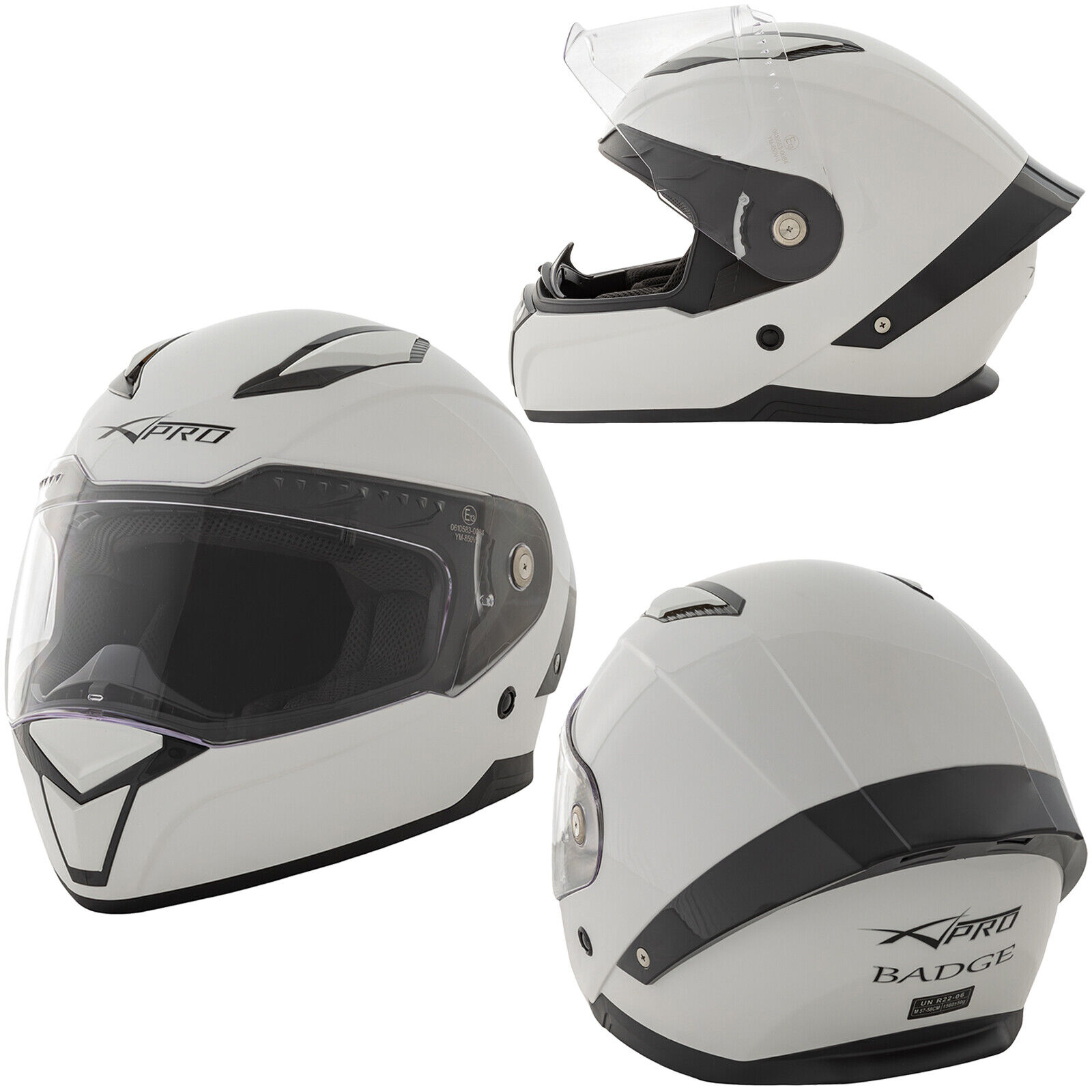 Motorbike Full Face Helmet Sport Scooter Visor Touring White L