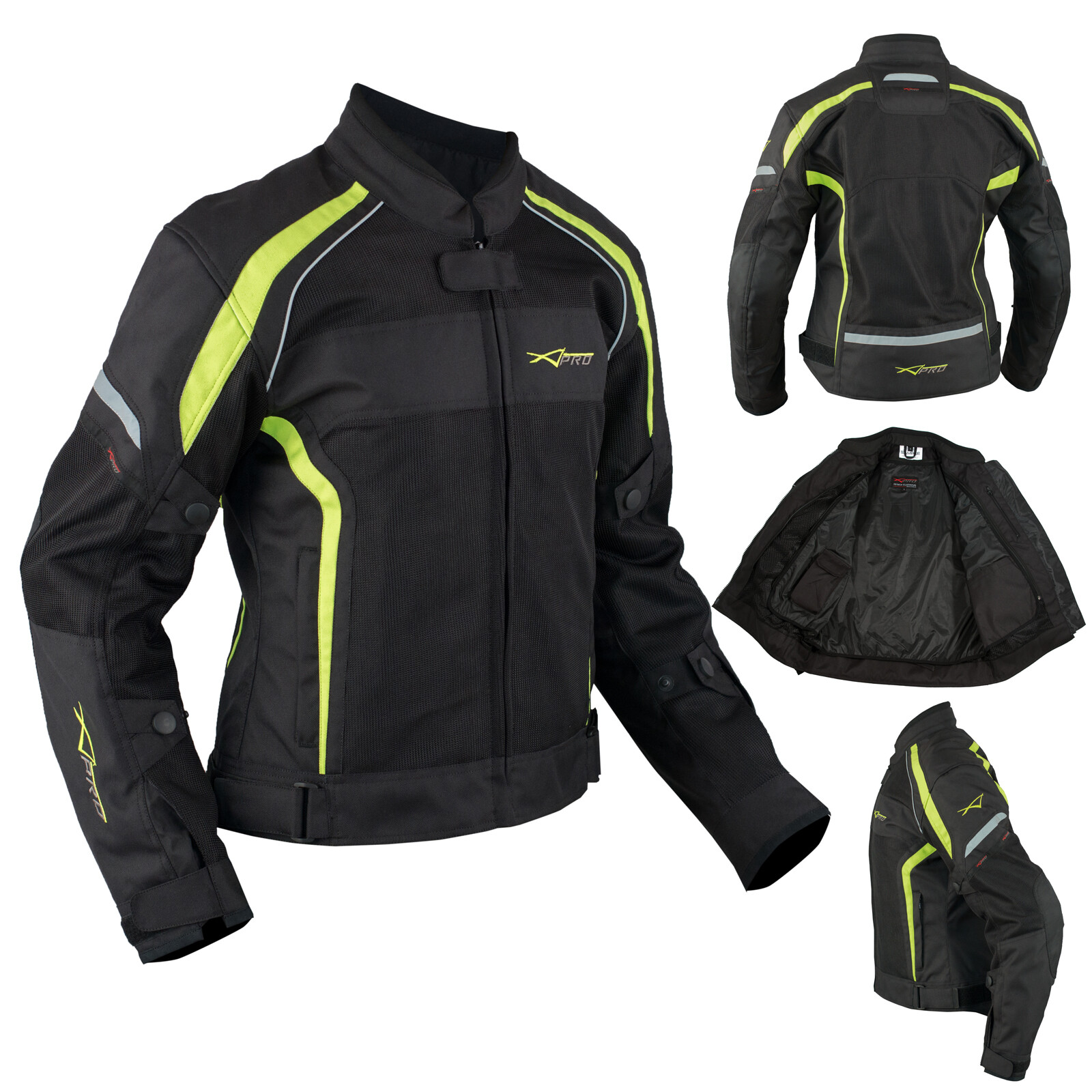 Ladies Textile Jacket Motorcycle Motorbike Armour CE Breathable Summer Fluo S