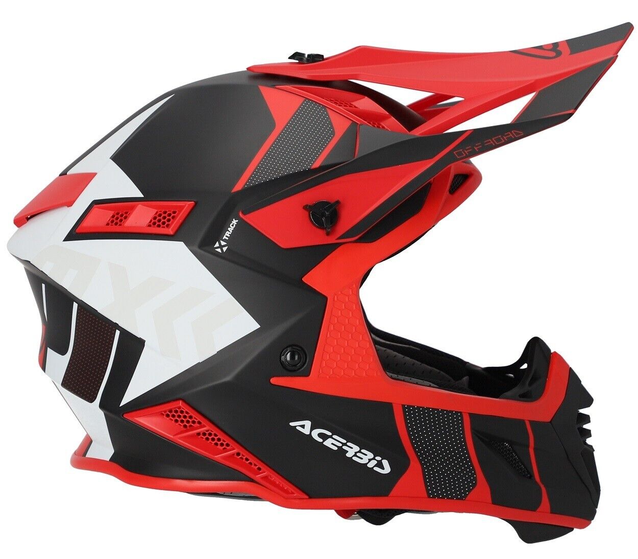 CASCO FIBRA HELMET MOTO CROSS ACERBIS X-TRACK 2206 NERO ROSSO OPACO TG S