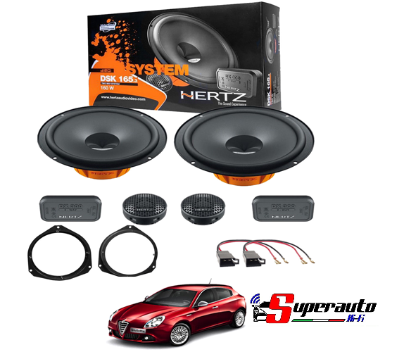 Kit 4 Casse HERTZ alfa GIULIETTA Anteriori Altoparlanti DSK 165.3 + Adattatori
