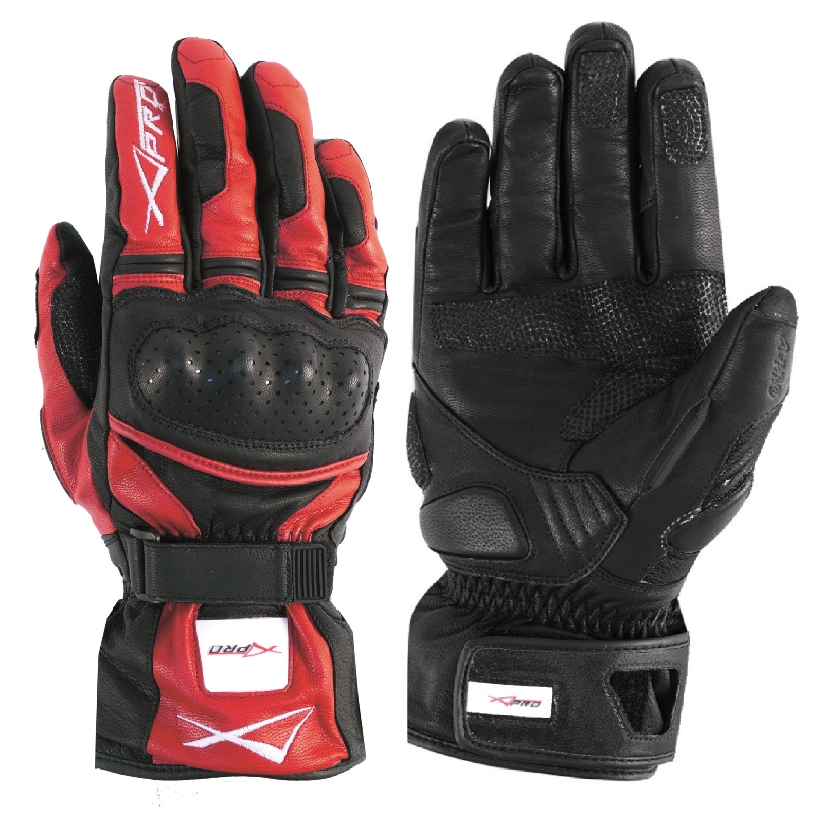 Protective Touring Racing Leather Motorcycle Motorbike Gloves Red L