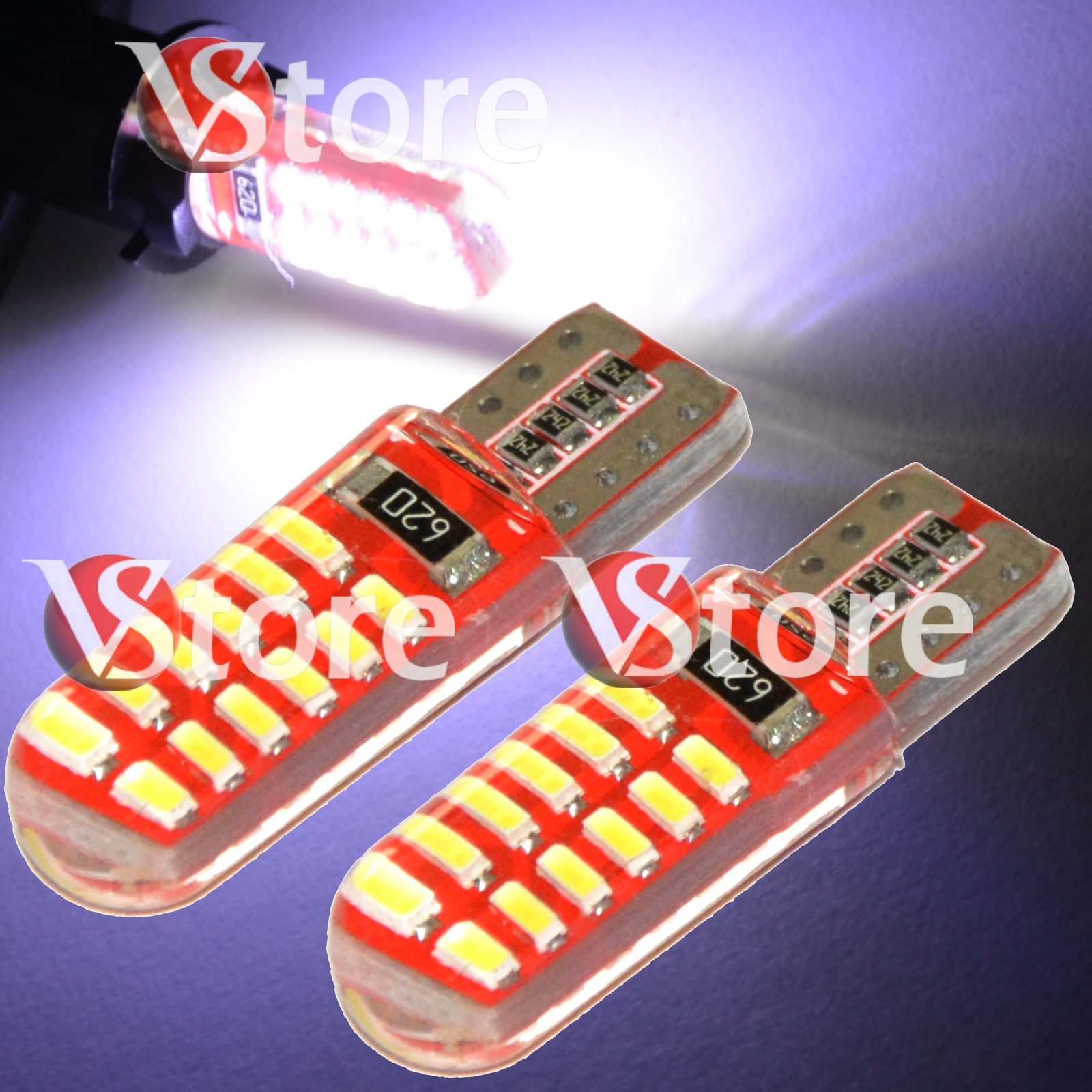 4 LED T10 Lampade 24 SMD BIANCO Gel Silica Canbus Xenon Lampadine W5 Auto VST