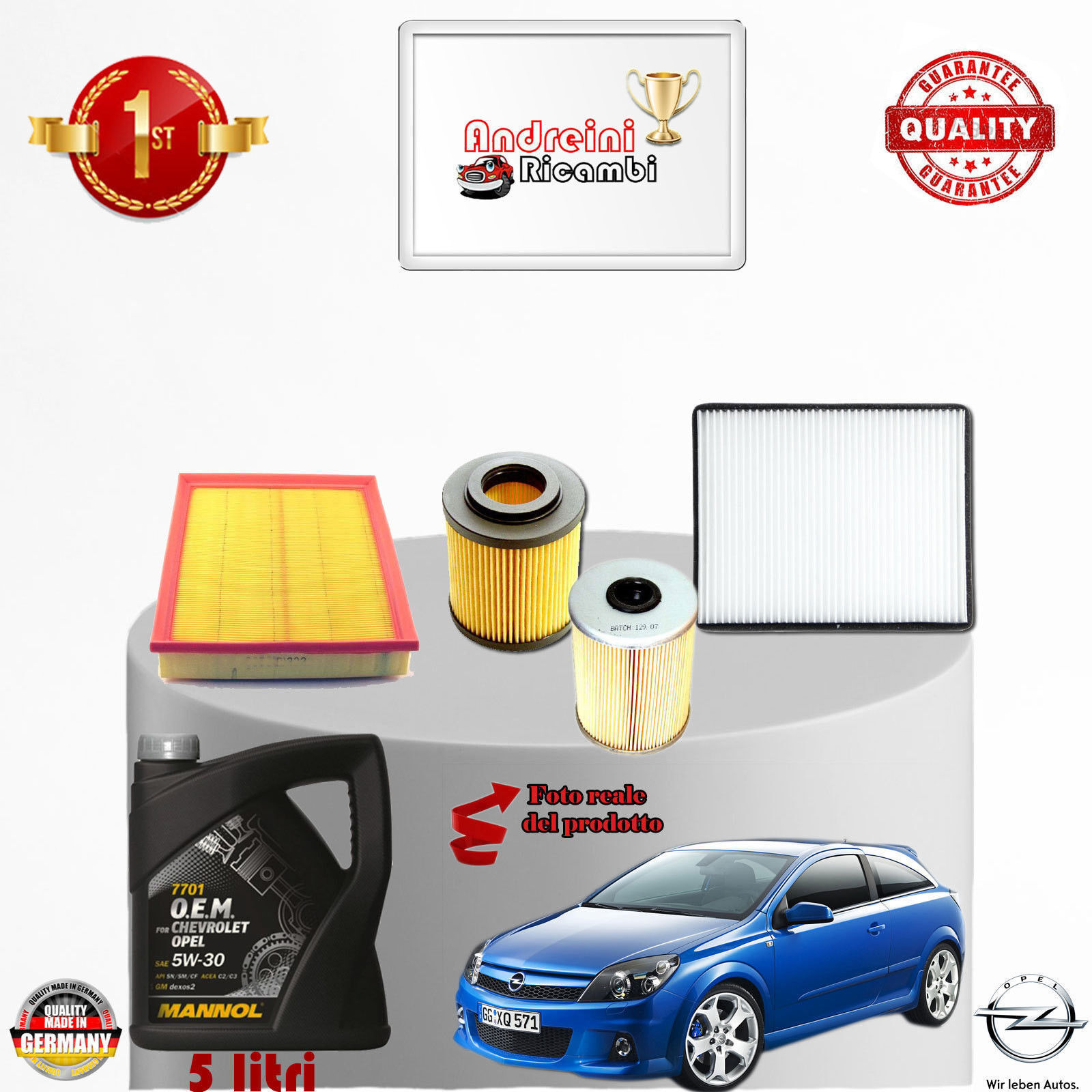 KIT TAGLIANDO FILTRI + OLIO OPEL ASTRA H 1.7 CDTi 74KW 100CV DAL 2004 -> 2007