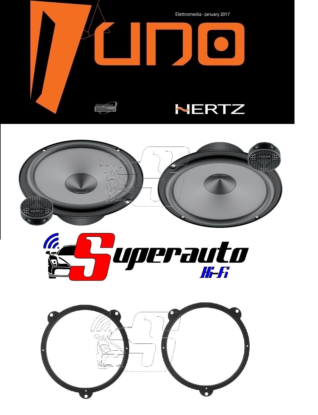 Hertz LINEA UNO K165 Altoparlanti 2 vie 165 mm + supporti casse C-Max e Focus