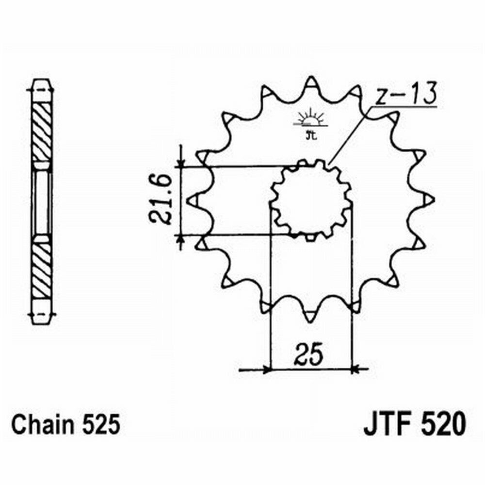 PIGNONE DI TRASMISSIONE ACCIAIO JT SPROCKETS 14 DENTI AMMORTIZZATO JTF520.14RB