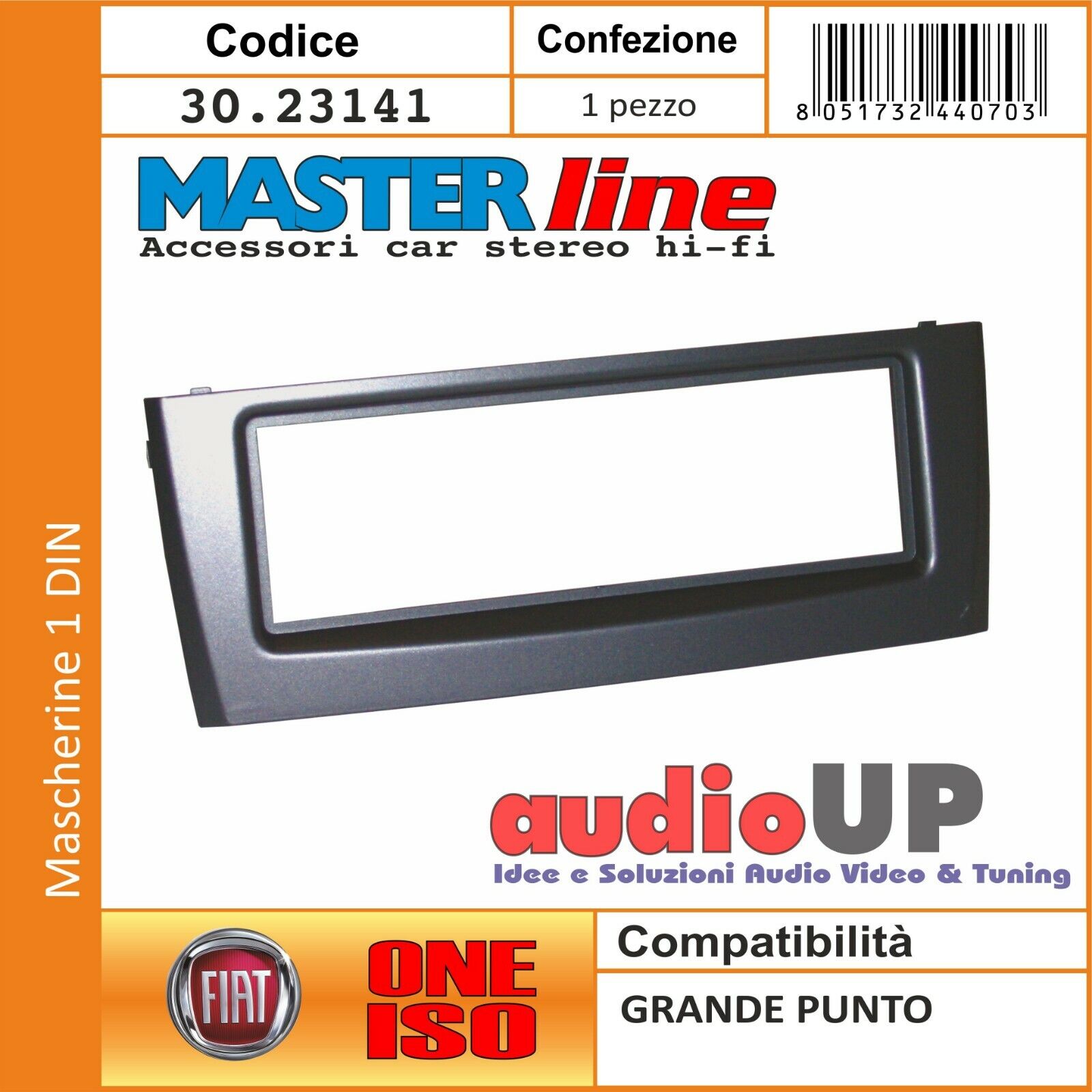 MASCHERINA AUTORADIO 1 DIN FIAT GRANDE PUNTO 2005 AL 2009. ADATTATORE ANTRACITE
