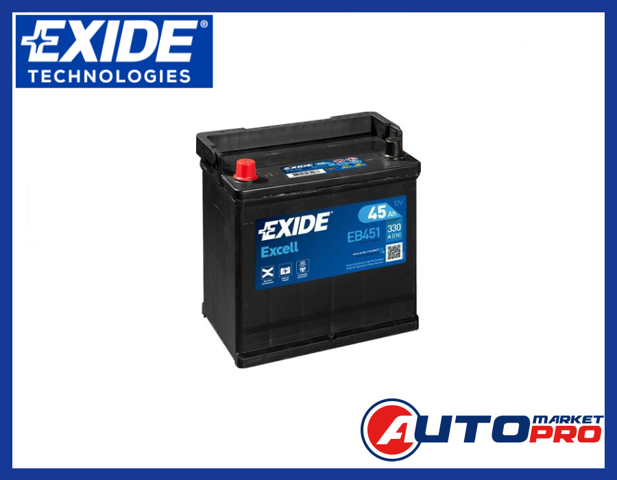EXIDE EXCELL EB451 BATTERIA AUTO PER AVVIAMENTO 45Ah 330A 12V POLO SINISTRO