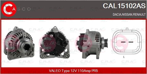 CAL15102AS CASCO ALTERNATORE RENAULT 110 AH 5 GOLE