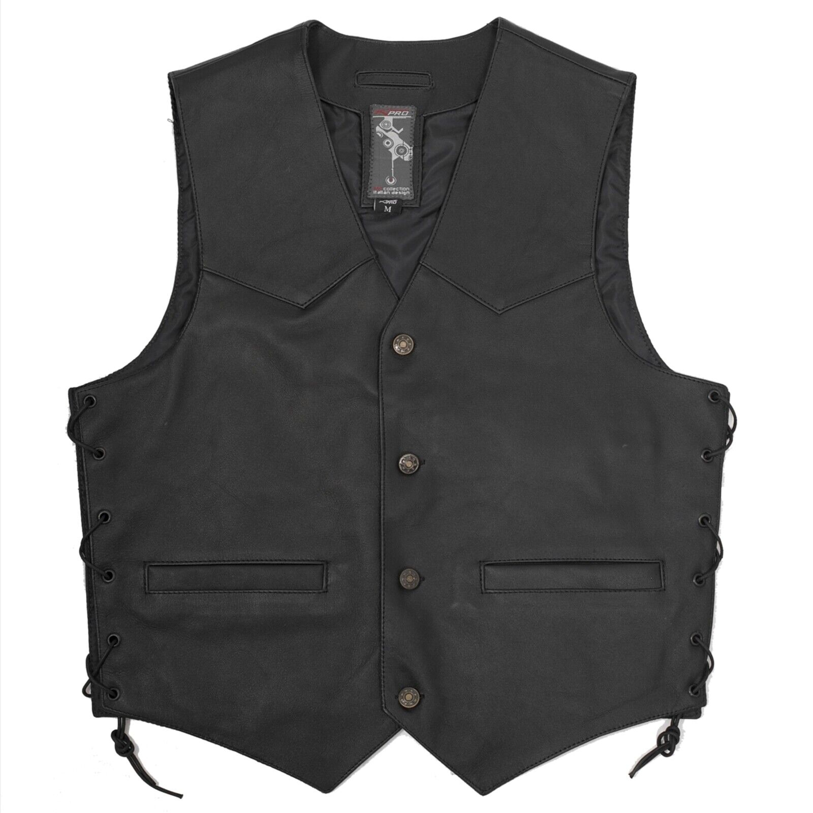 Leather Vest Waist Coat Chopper Custom Bikers Motorcycle Motorbike Sonicmoto S