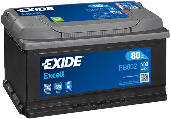 Batteria auto EXIDE EB802 80AH ampere 700A Excell cod. 3661024034654