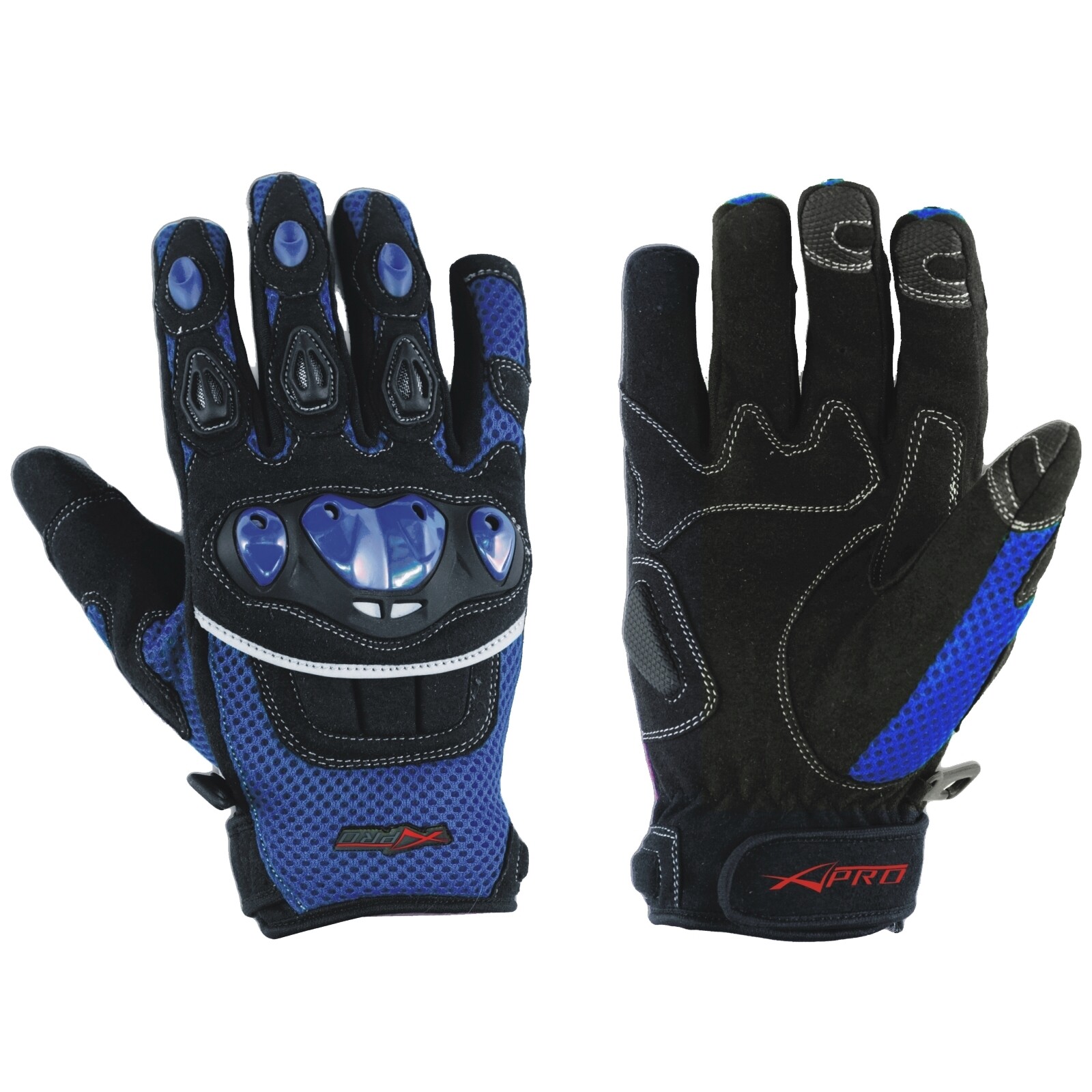 Gloves Textile motorcycle knuckles Protection Summer Racing Biker Cross Blue L