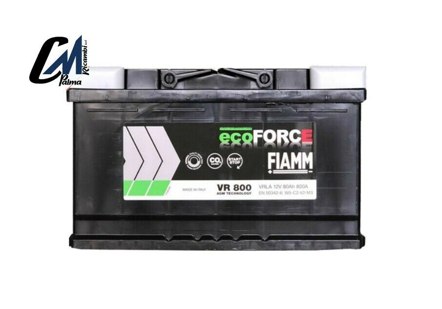 VR800 BATTERIA AUTO FIAMM ecoFORCE AGM START&STOP 80Ah 800A 12V +DX 315x175x190
