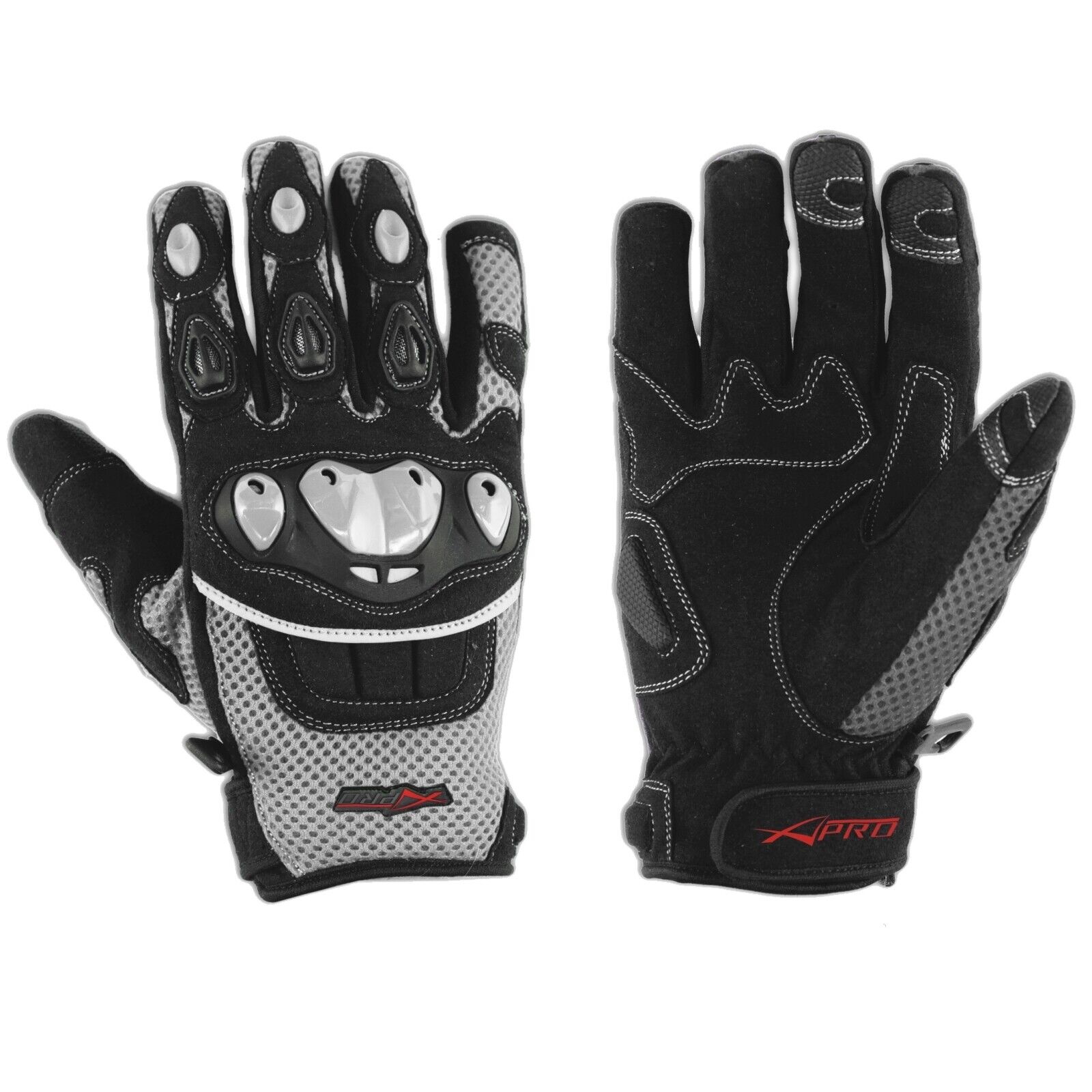 Gloves Textile motorcycle knuckles Protection Summer Racing Biker Cross Grey M