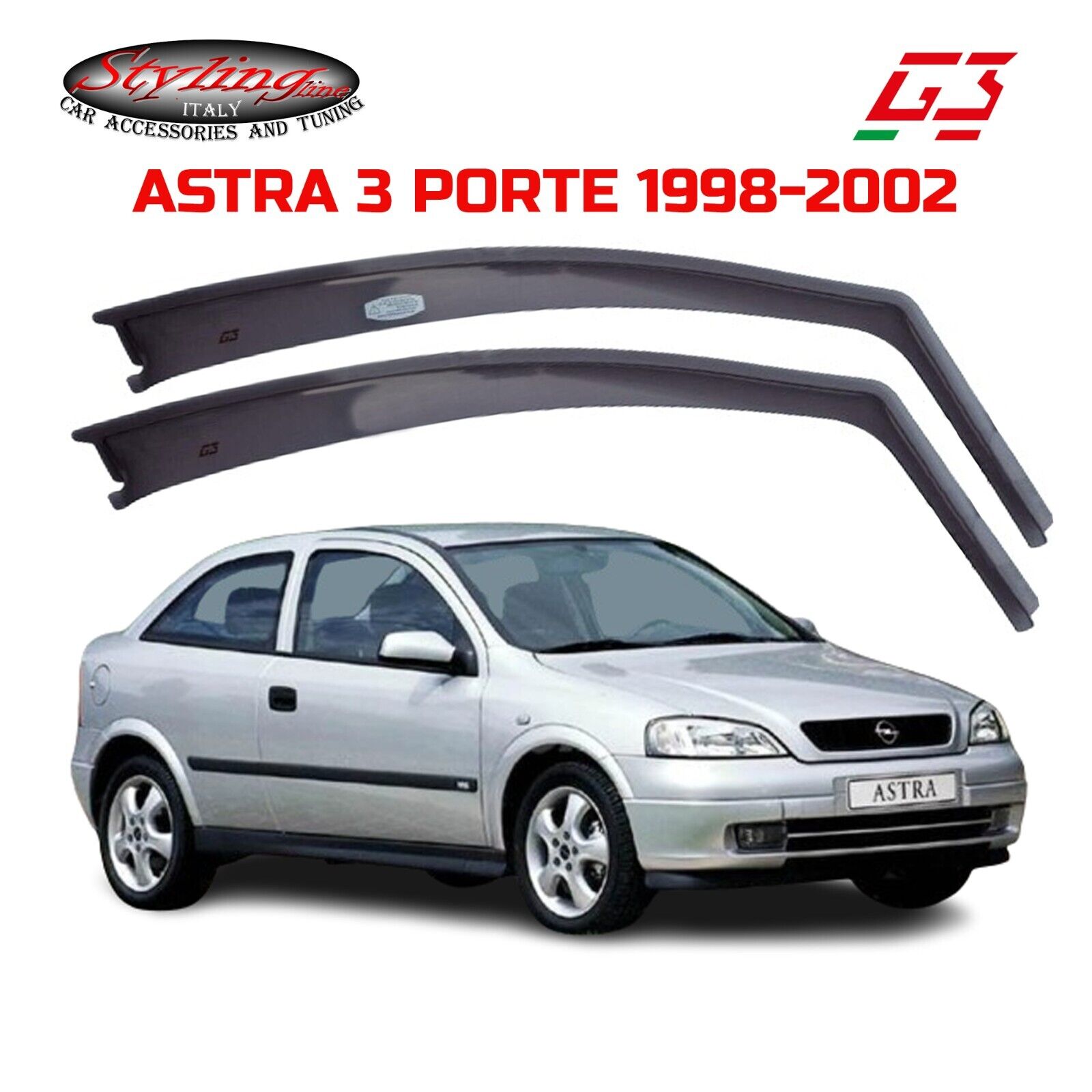 DEFLETTORI ARIA OPEL ASTRA (1998-2002) 3 PORTE G3 SET ANTIVENTO FUME' 19536