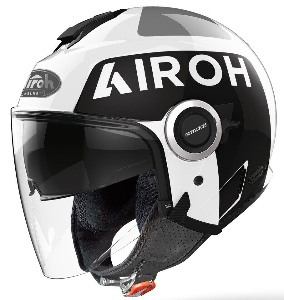 CASCO MOTO JET VISIERINO SOLARE AIROH HELIOS UP WHITE GLOSS BIANCO TG XXL