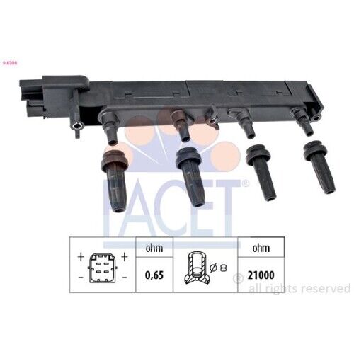 Bobina D'accensione Facet 9.6308 Oe Equivalent per Citroën Fiat Lancia Peugeot