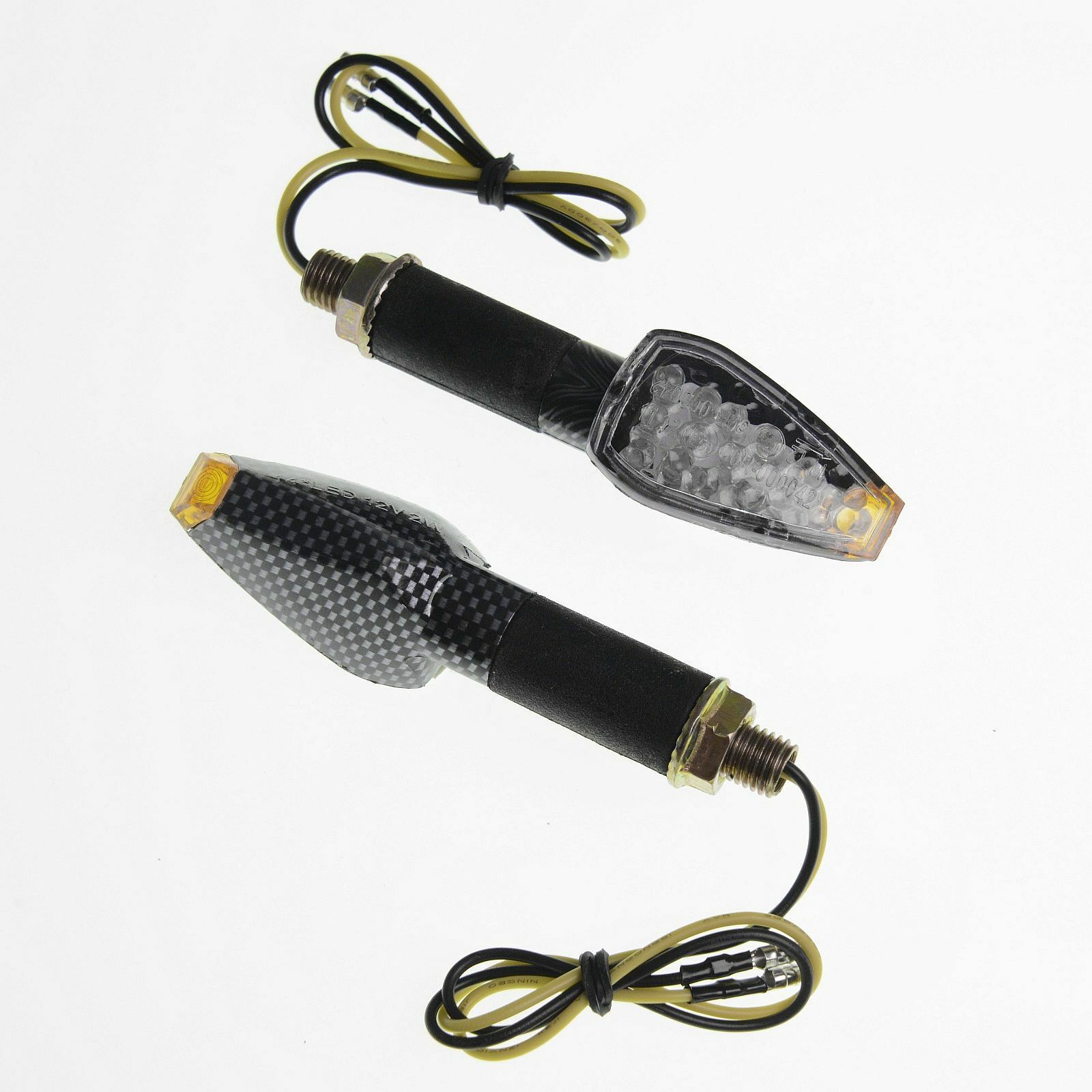 Universal Pair Motorcycle Indicators Motorbike Scooter LED Clear Arrow Carbon