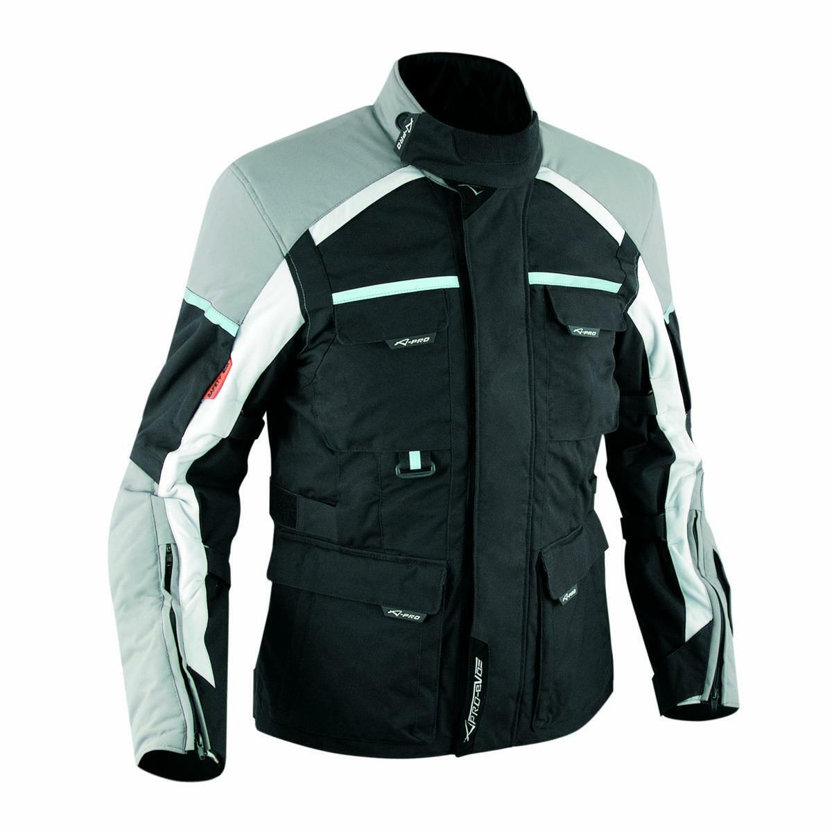 Textile Vented Waterproof Motorcycle Motorbike Quality Touring Jacket  Grey M