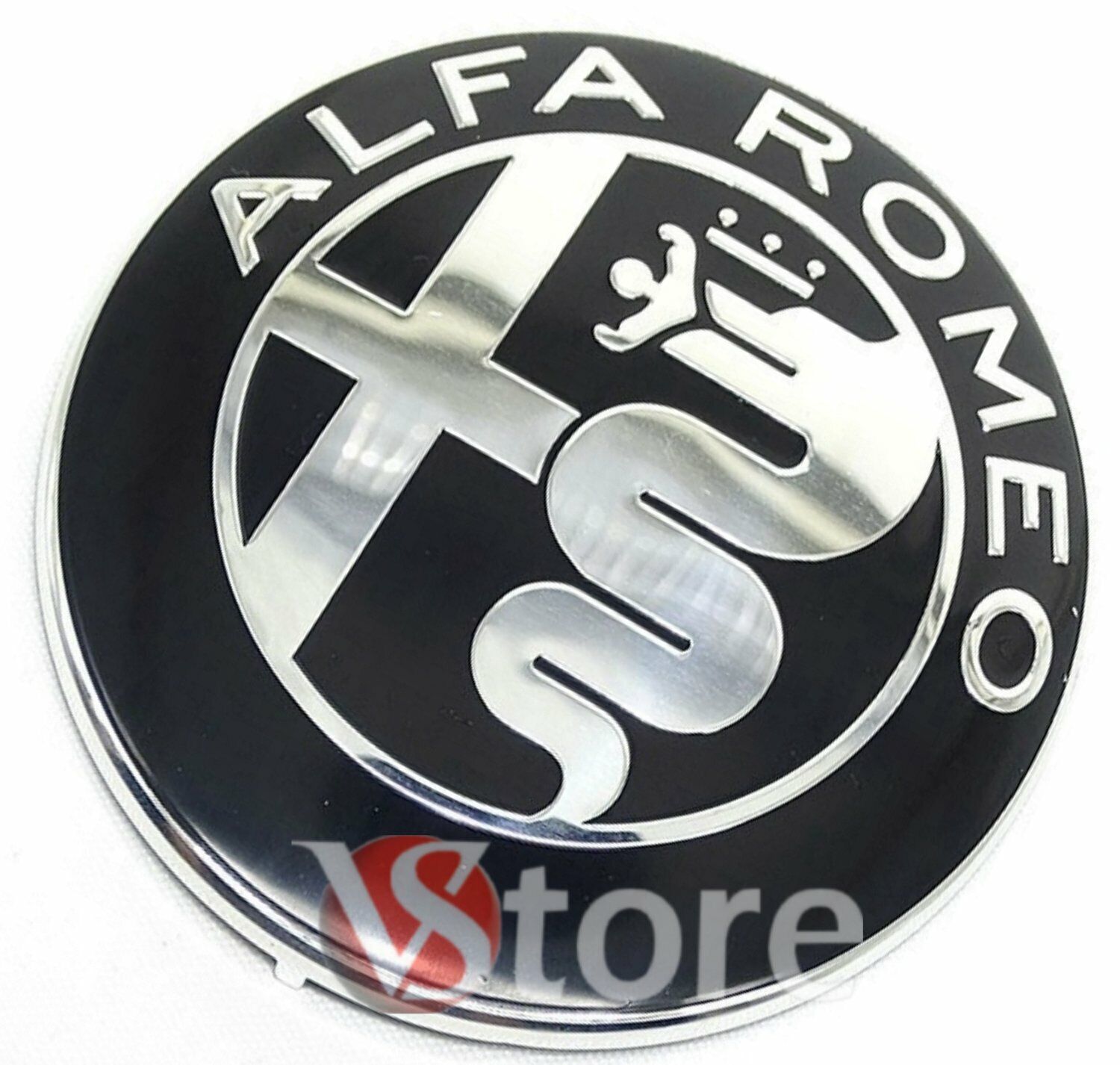 2 STEMMI ALFA ROMEO LOGO FREGI 74mm Nero Specchio EMBLEMA Black Mirror edit