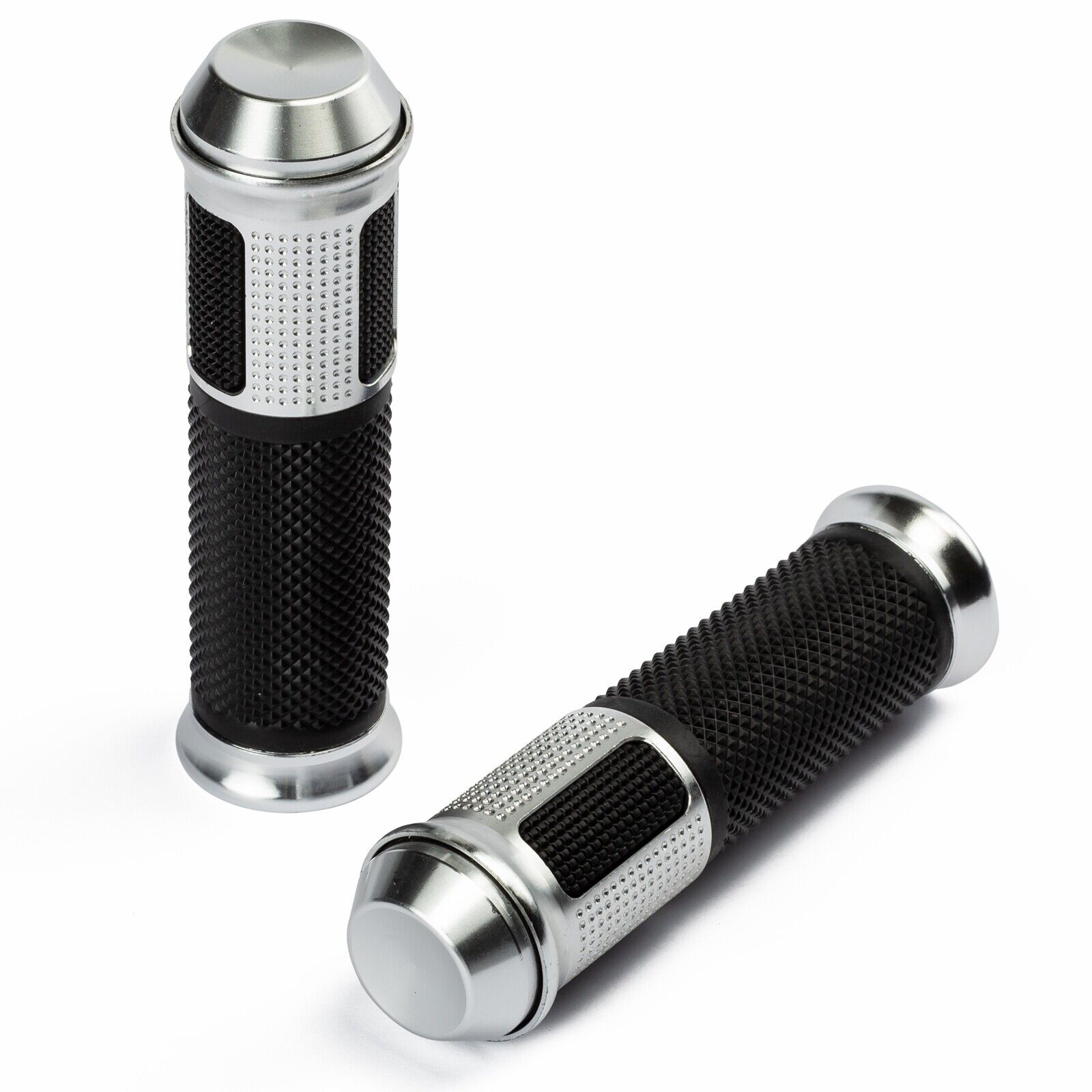 Motorcycle Handlebar Grips Rubber Universal Motorbike Durable 7/8 22mm Silver
