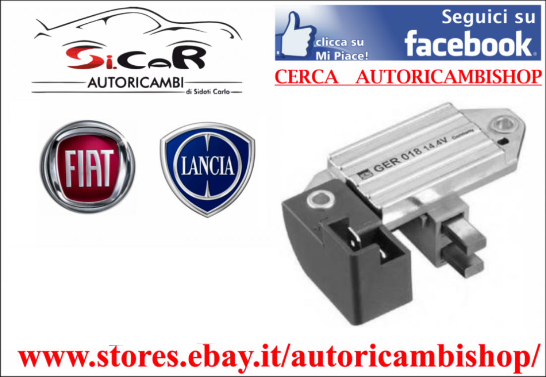 REGOLATORE DI TENSIONE + SPAZZOLE ALTERNATORE = RE112-1239 VRF119 FIAT 83600151