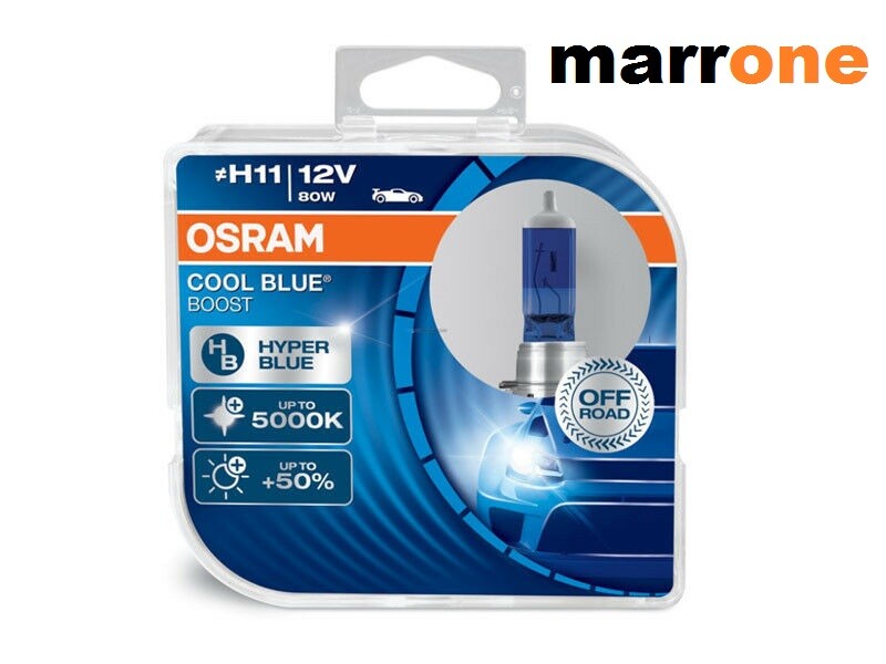 COPPIA LAMPADE H11 5000K 75W LAMPADE OSRAM COOL BLUE BOOST 62211CBB-HCB GHIACCIO