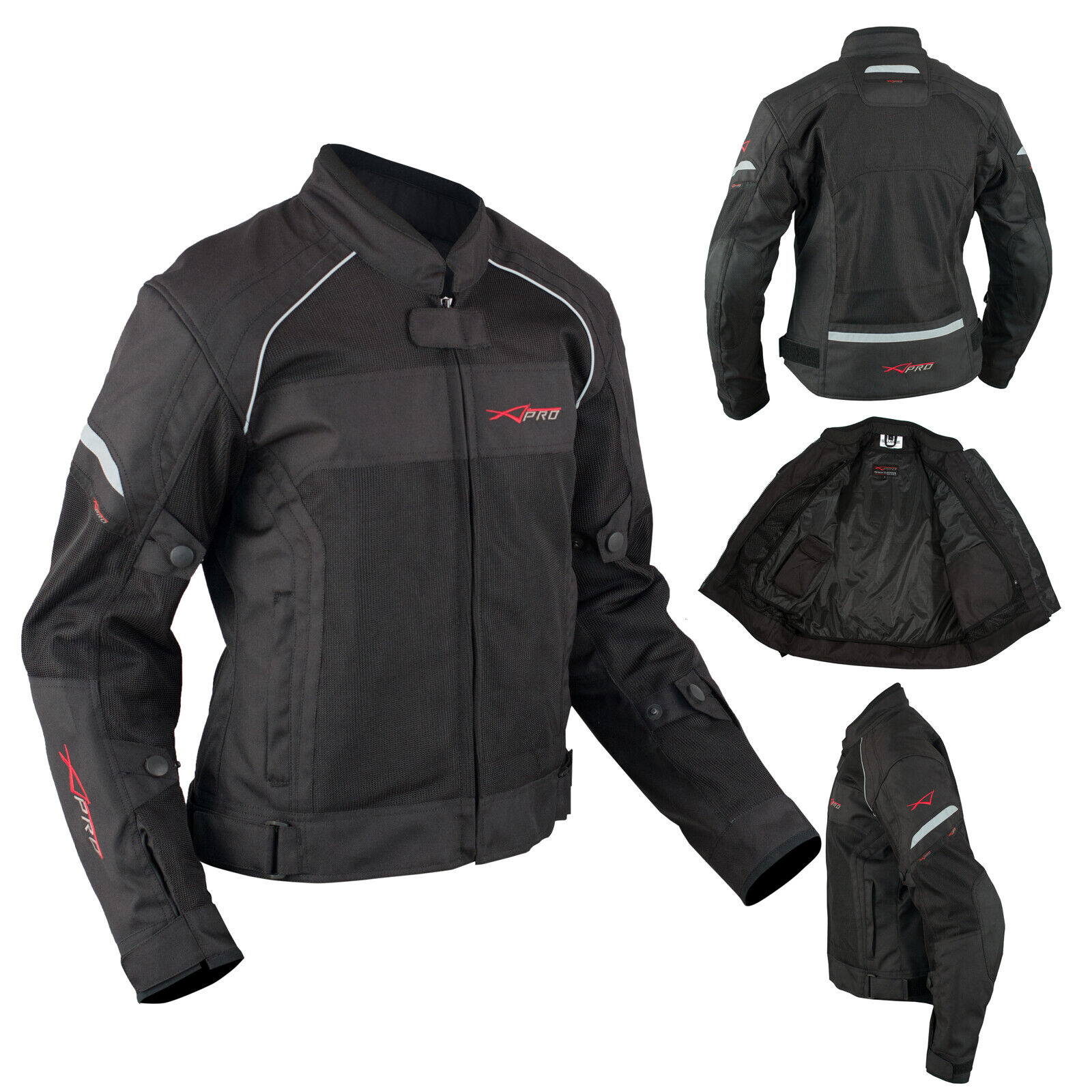 Ladies Textile Jacket Motorcycle Motorbike Armour CE Breathable Summer Black M