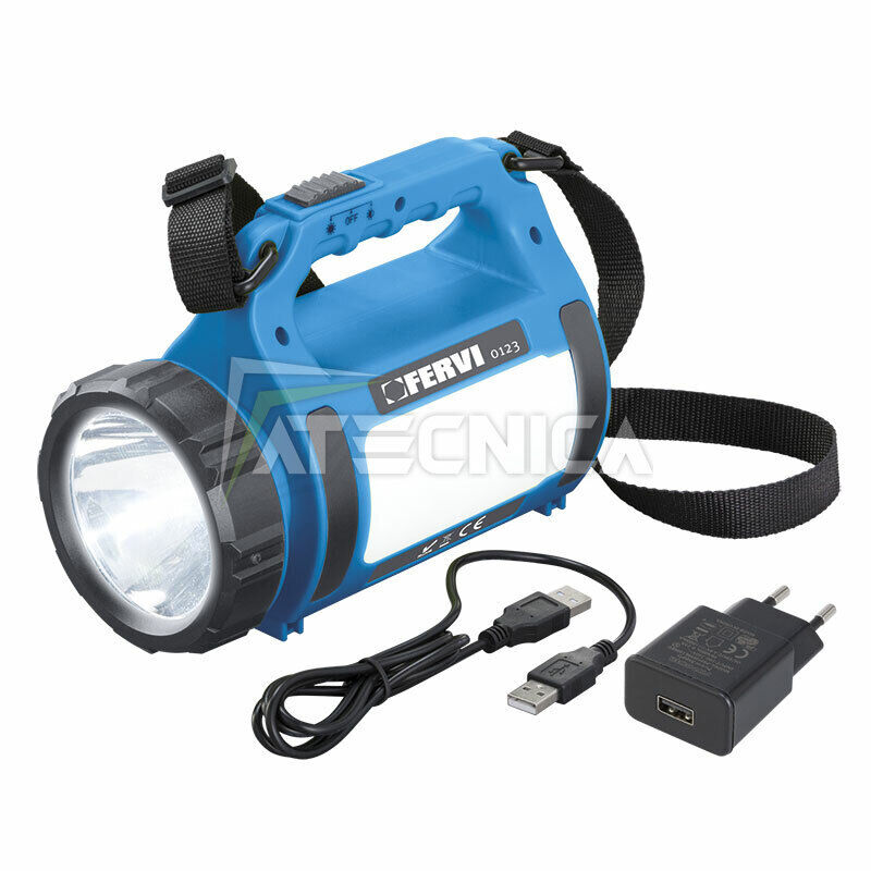 Torcia a LED multifunzione ricaricabile Fervi 0123 pila ricaricabile USB