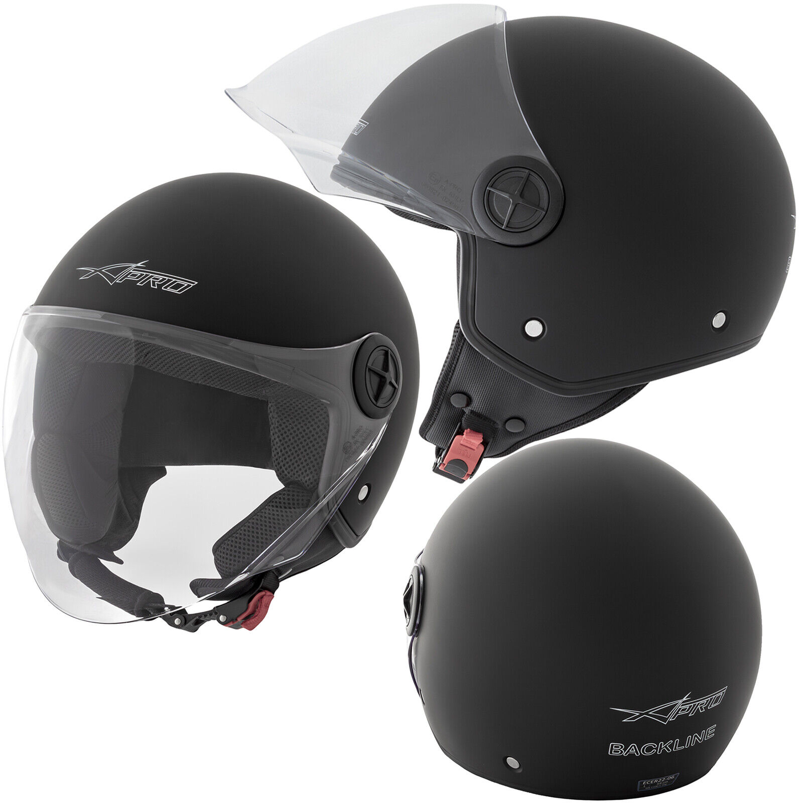Open Face Helmet Lid Motorbike Jet Scooter Quad Visor A-Pro Matte Black M