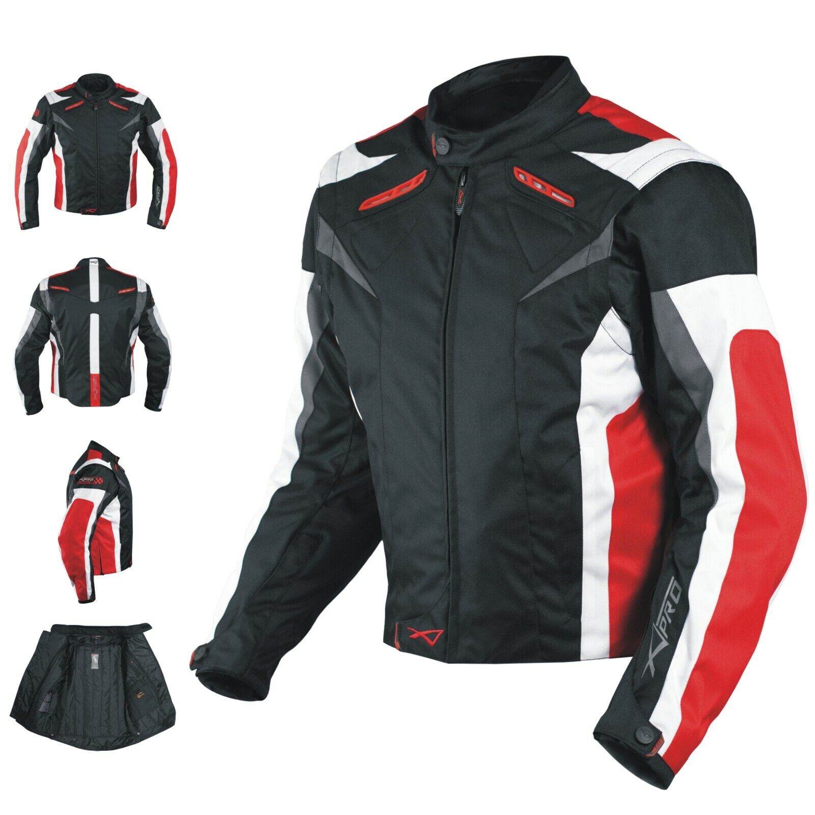 Motorcycle Jacket CE Armored Textile Motorbike Racing  Thermal Liner  Red XL