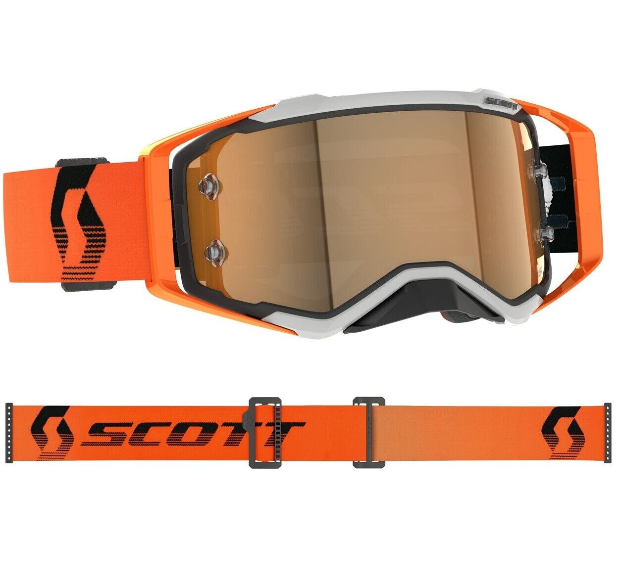 MASCHERA MASCHERINA MX CROSS SCOTT GOGGLE PROSPECT AMPLIFIER ORANGE GREY GOLD