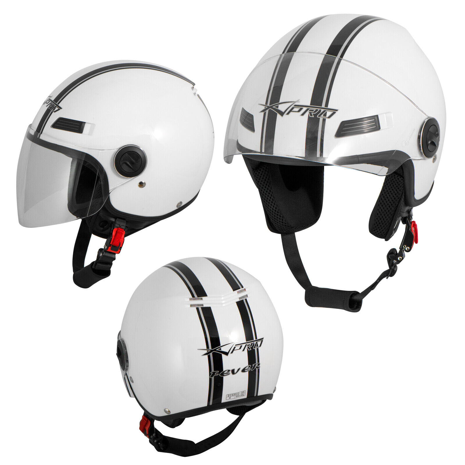 Open Face Jet Helmet Lid Motorbike Scooter Quad Visor White M