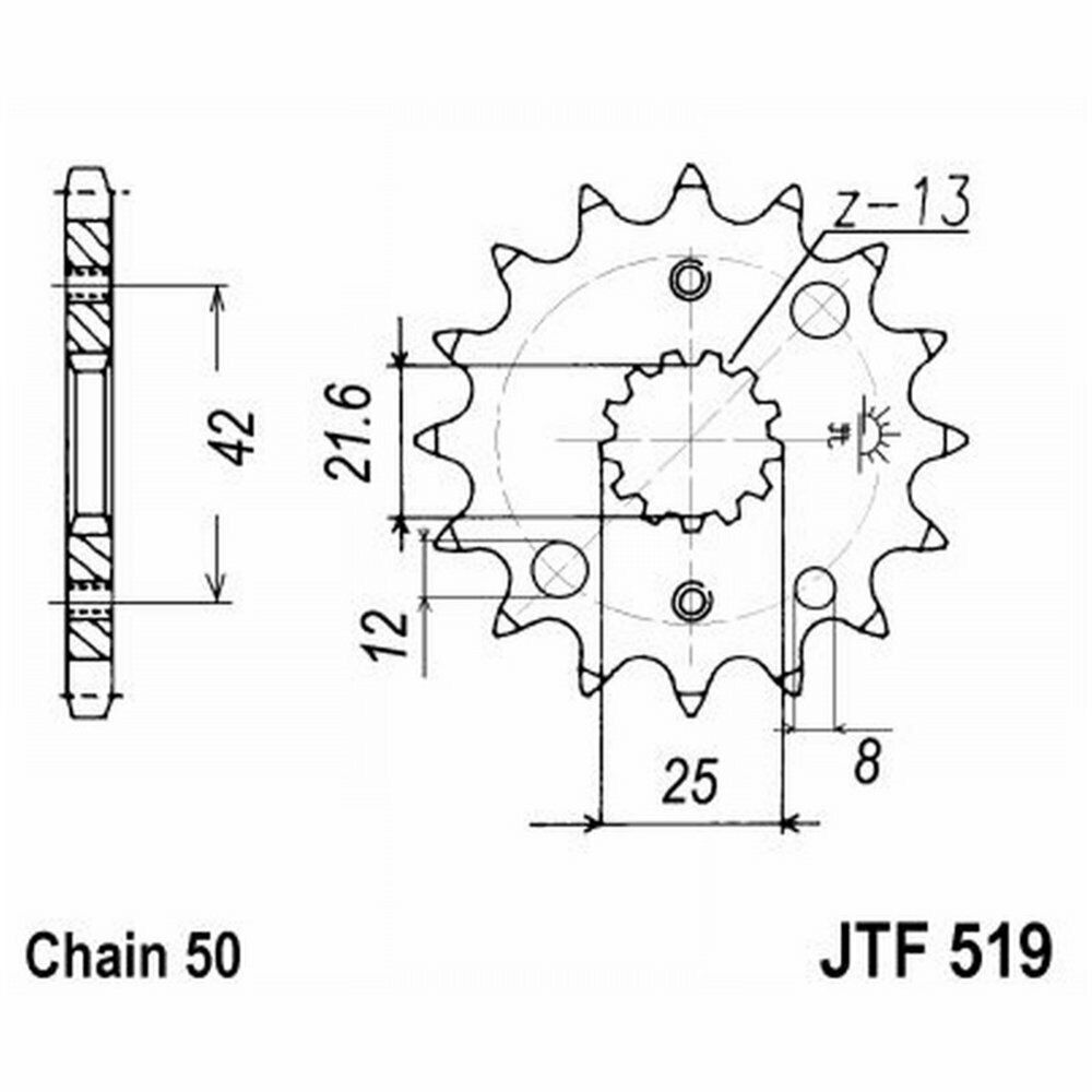 PIGNONE DI TRASMISSIONE ACCIAIO JT SPROCKETS 15 DENTI JTF519.15