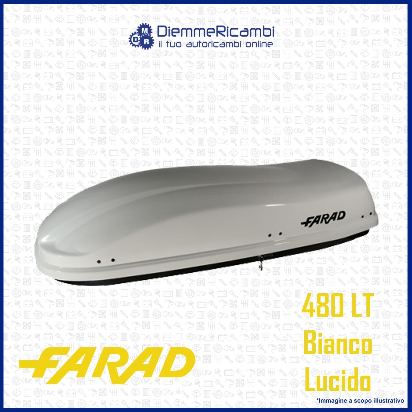BOX AUTO PORTATUTTO DA TETTO UNIVERSALE FARAD F3 MARLIN 480 LT - BIANCO LUCIDO