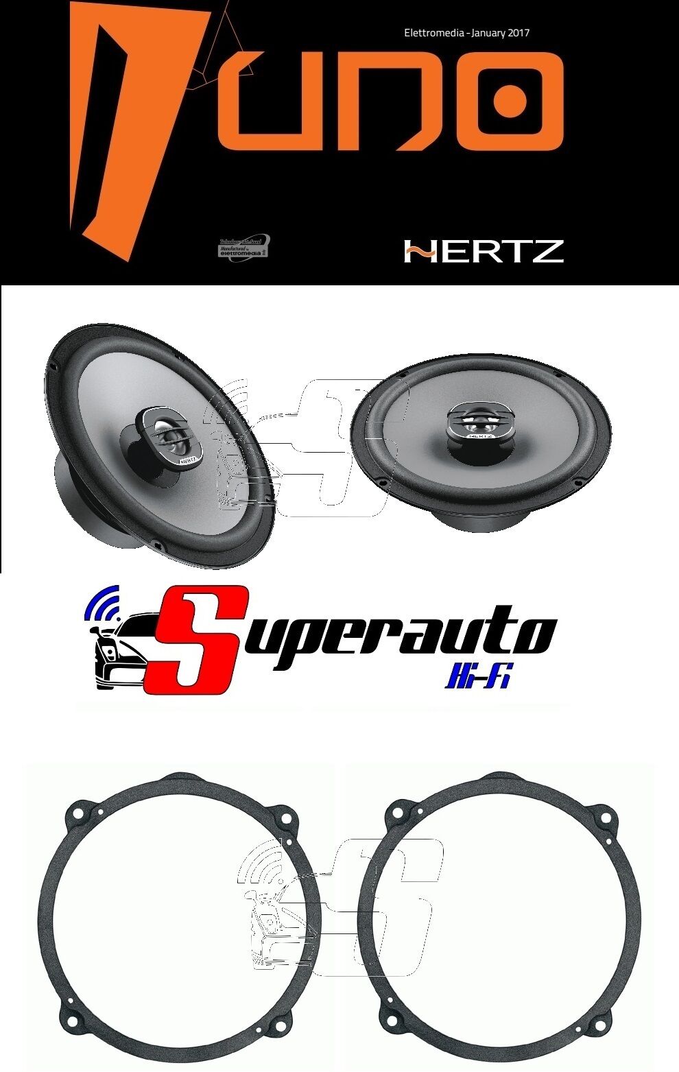 Hertz LINEA UNO X165 SET COASSIALI 2 vie 165 mm + supporti casse ALFA 147