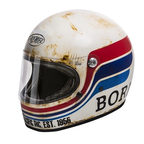 CASCO HELMET INTEGRALE STILE ANNI 70 BTR 8 BM BIANCO OPACO PREMIER SIZE M