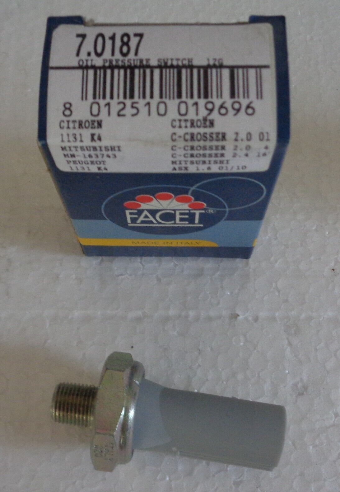 7.0187 FACET INTERRUTTORE A PRESSIONE OLIO PER CITROEN FIAT MITSUBISHI MN163743