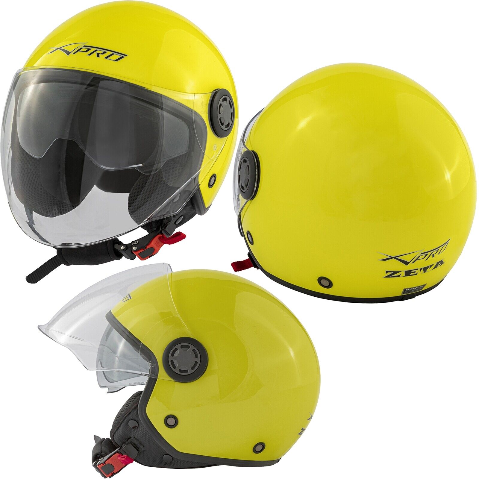 Jet Helmet Moto Sunvisor Scooter Clear Visor City Long ECE 22 06 Approved Fluo M