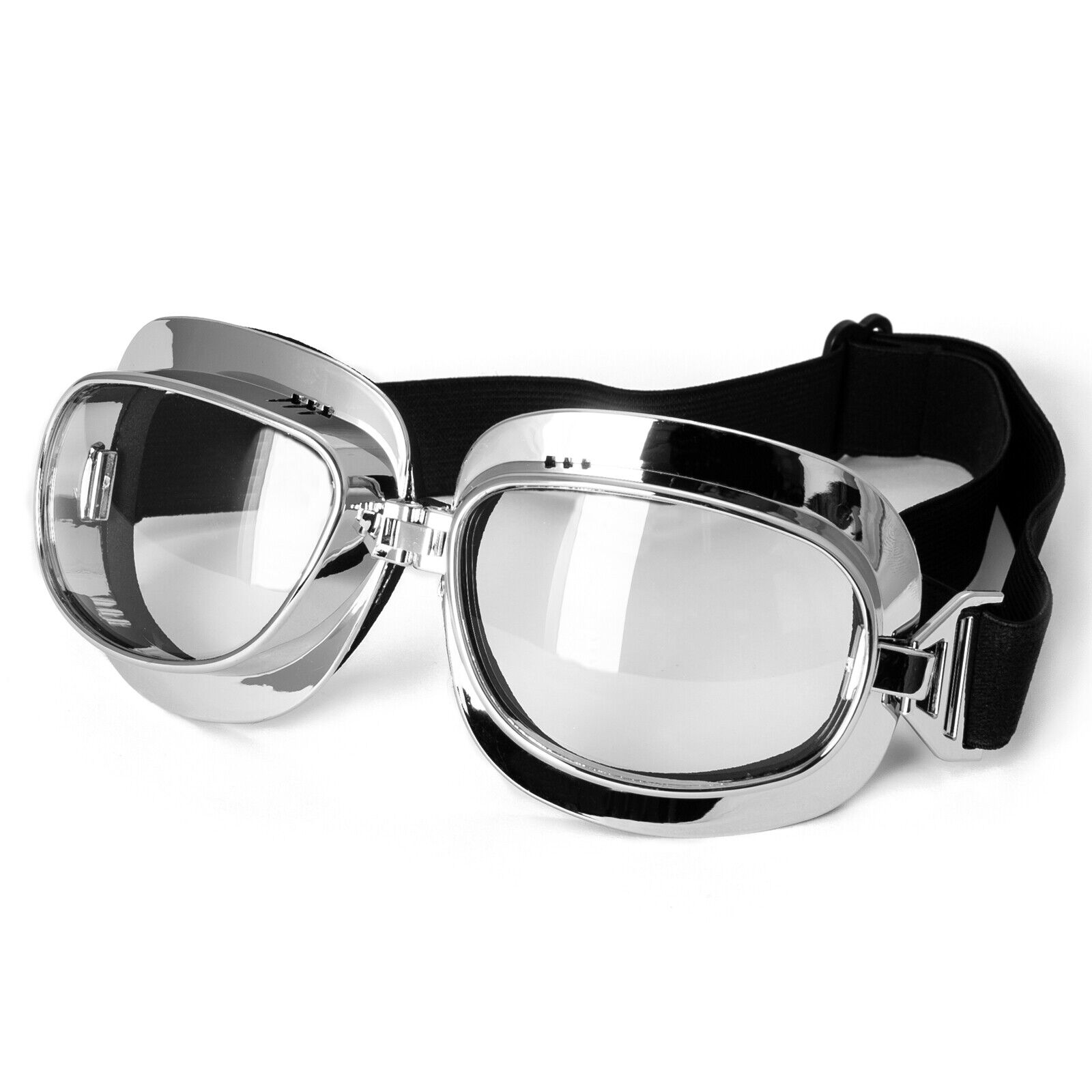 Motorbike Motorcycle Vintage Goggles Protection Cruiser Sport Silver