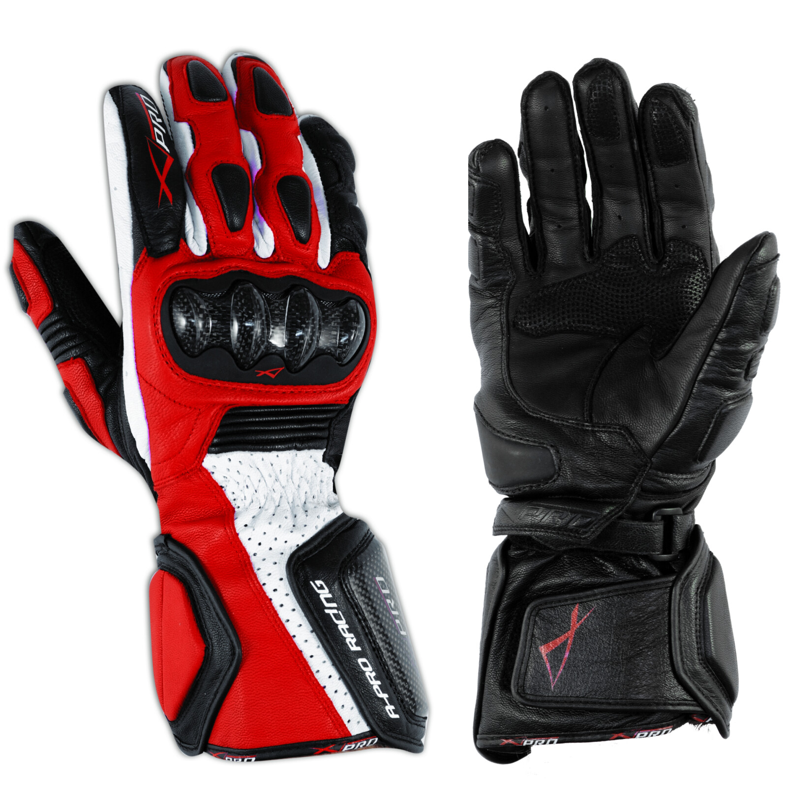 Motorcycle Motorbike Racing Sports Leather Riding Gloves Protection Red XL