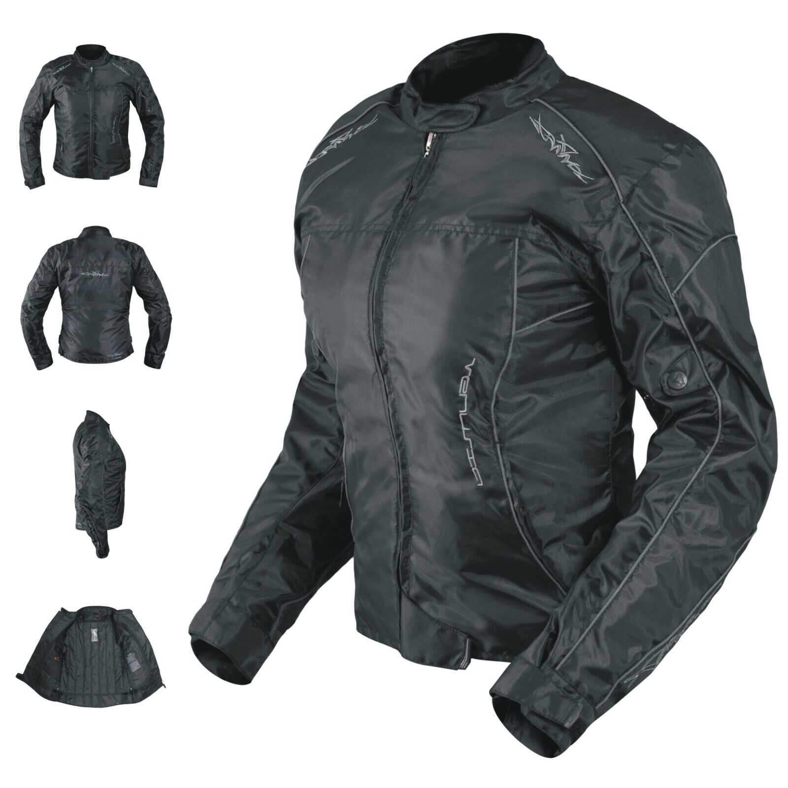 Ladies Textile Vented Motorcycle Motorbike Waterproof CE Armored Jacket Black XL