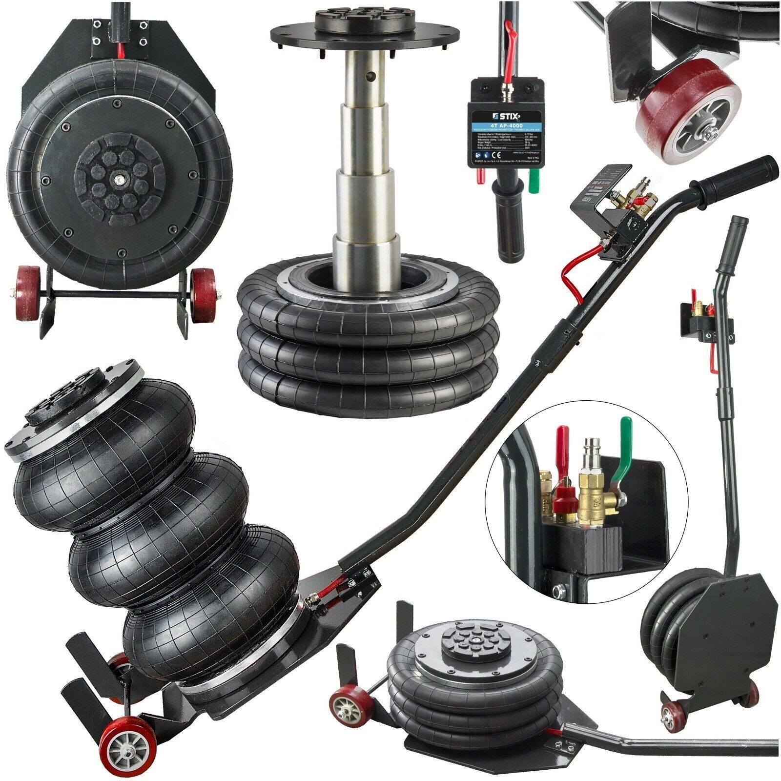 Cric pneumatico per auto Cric a carrello con rivestimento a polvere con...