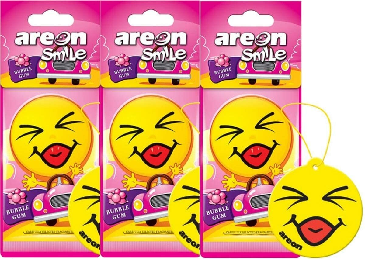 AREON Smile Deodorante Auto Bubble Gum Dolce da Appendere Specchietto Set 3
