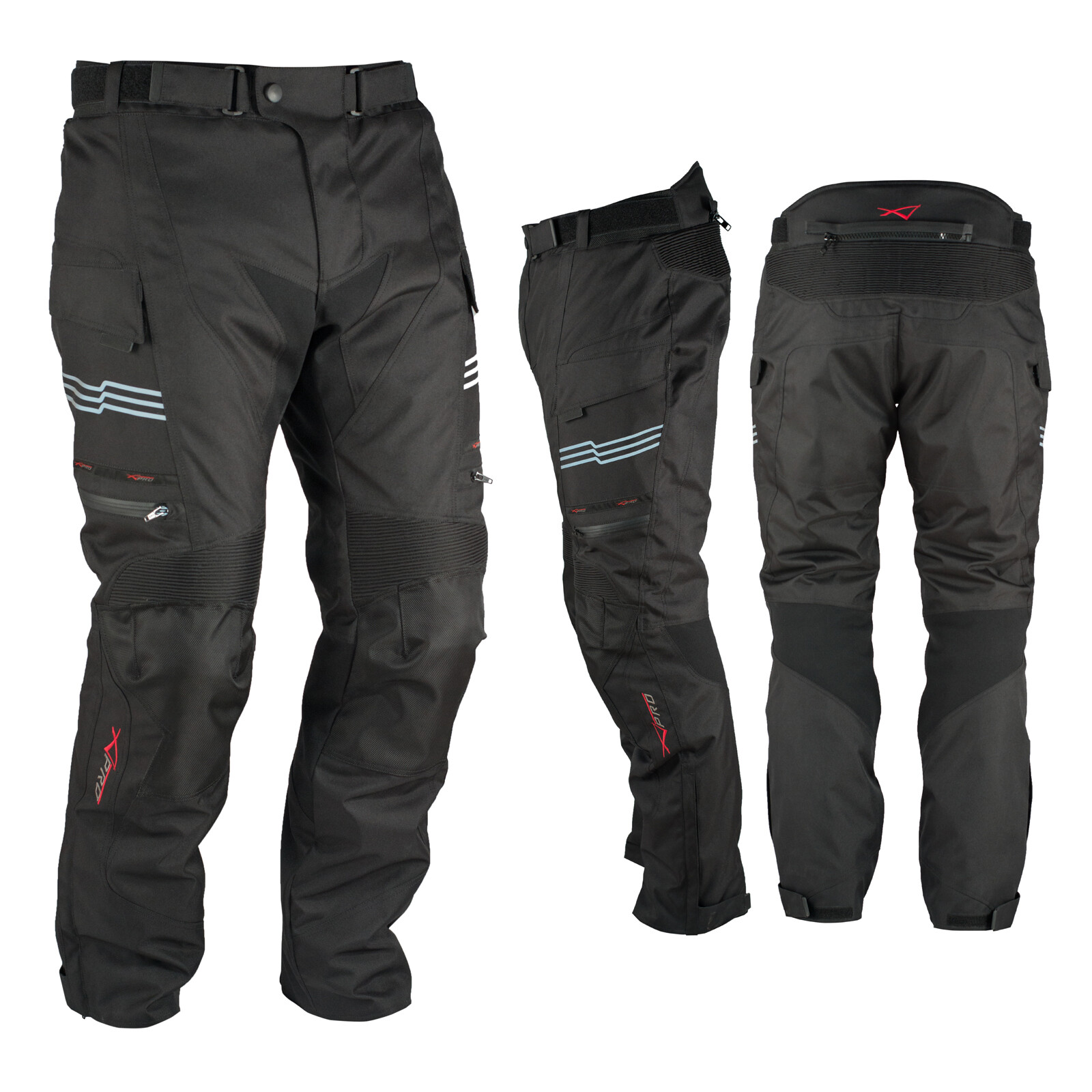 Motorcycle Trousers Waterproof Motorbike Textile Thermal Black Size 28