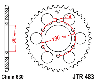 Corona a 35 denti in Acciaio JT Sproket JTR483.35 Passo 630