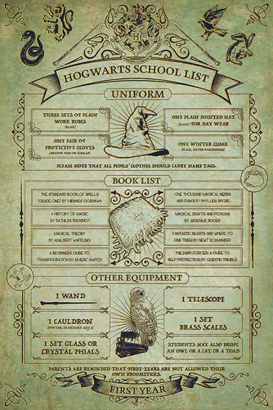 Harry Potter: Hogwarts School List - Maxi Poster 61 cm x 91,5 cm nuovo e...