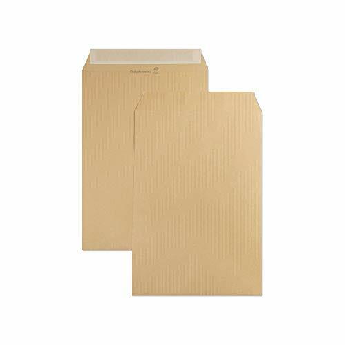 Boite 500 pochettes auto.adh. 162x229 Kraft Mille raies 90g (Y4v)