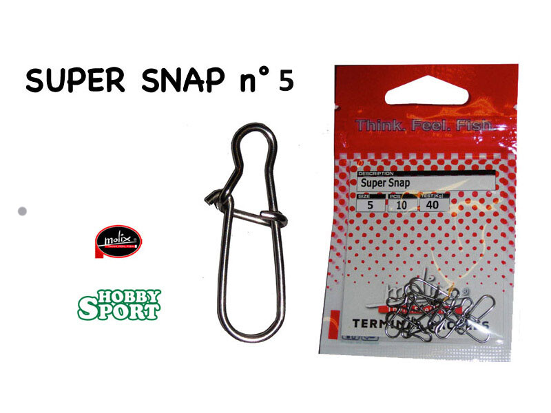 SUPER SNAP MOLIX SIZE 5 MOSCHETTONE 40 KG CONF. 10 PZ  SPINNING MARE LAGO FIUME
